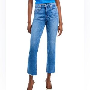 Paige Cindy High Rise Straight Leg Raw Hem Jeans 29